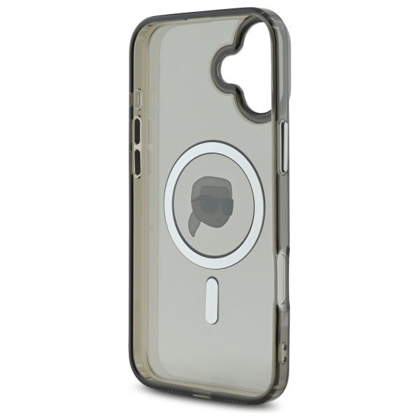 Karl Lagerfeld iPhone 16 - IML Metal Karl Head - MagSafe Σκληρή Θήκη με Πλαίσιο Σιλικόνης - Black - KLHMP16SHLSKIK