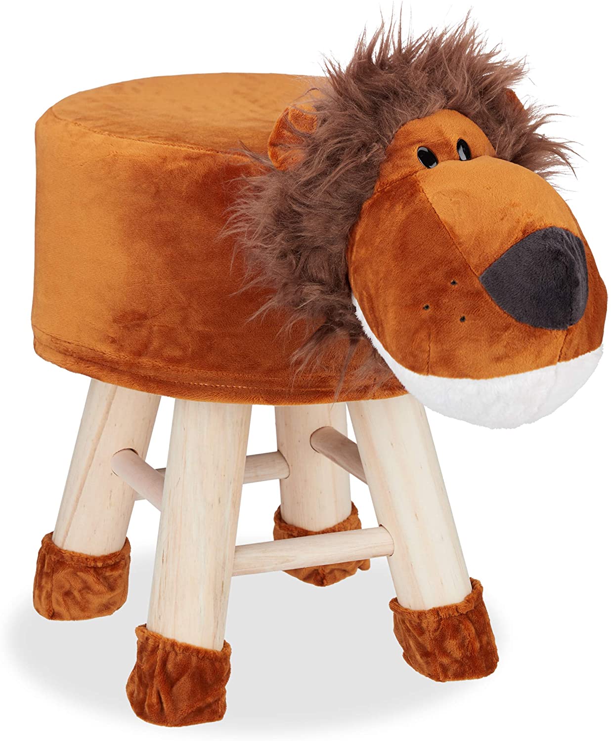 Relaxdays Παιδικό Σκαμπό Λιοντάρι - Brown