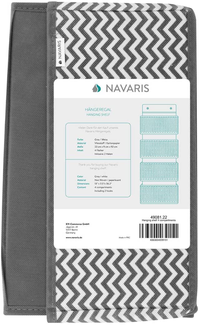 Navaris Organizer Για Πόρτα - Κρεμαστά Καλάθια Αποθήκευσης Υφασμάτινα Για Οργάνωση - Για Παιχνίδια, Παπούτσια, Κλειδιά, Πετσέτες - Grey - 49081.22