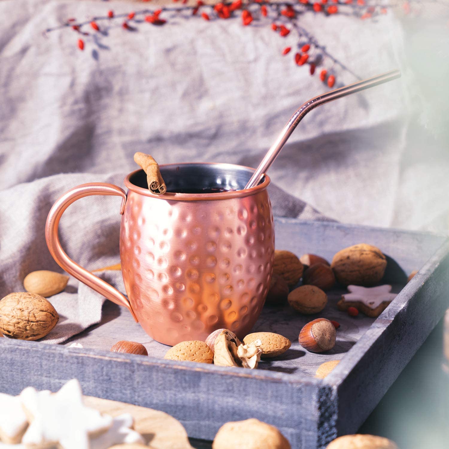 Navaris Moscow Mule Σετ με 2 Κούπες για Cocktail από Ανοξείδωτο Ατσάλι και Επίστρωση Χαλκού - 500ml - Copper - 46859.01.02