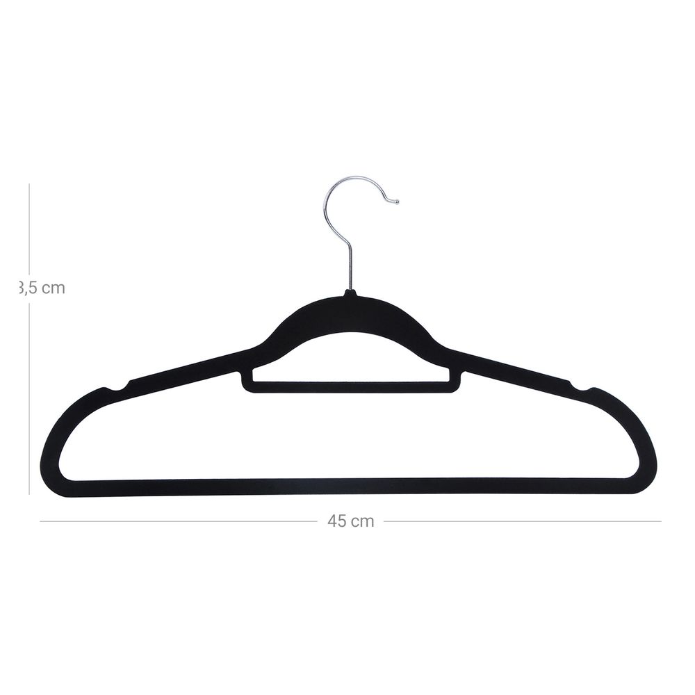 Songmics Σετ με 50 Βελούδινες Κρεμάστρες Ρούχων - Black - CRF50B