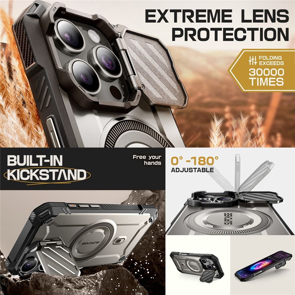 Supcase iPhone 16 Pro Max UB XT Mag Σκληρή Θήκη με Ανοιγόμενο Κάλυμμα Κάμερας / Stand και MagSafe - Titan Grey