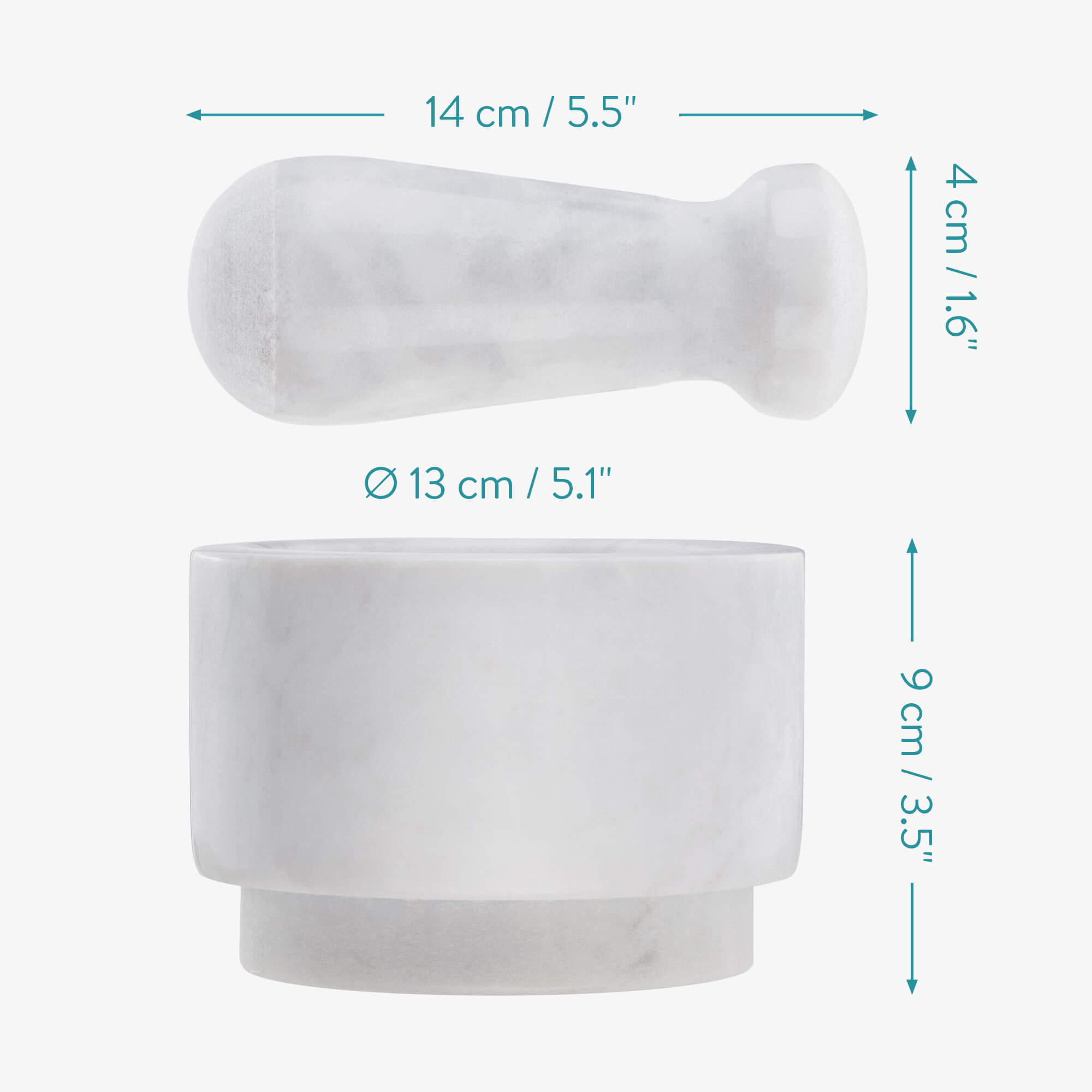 Navaris Σετ με Γουδί και Γουδοχέρι από Φυσικό Mάρμαρο - White / Grey - 47789.05