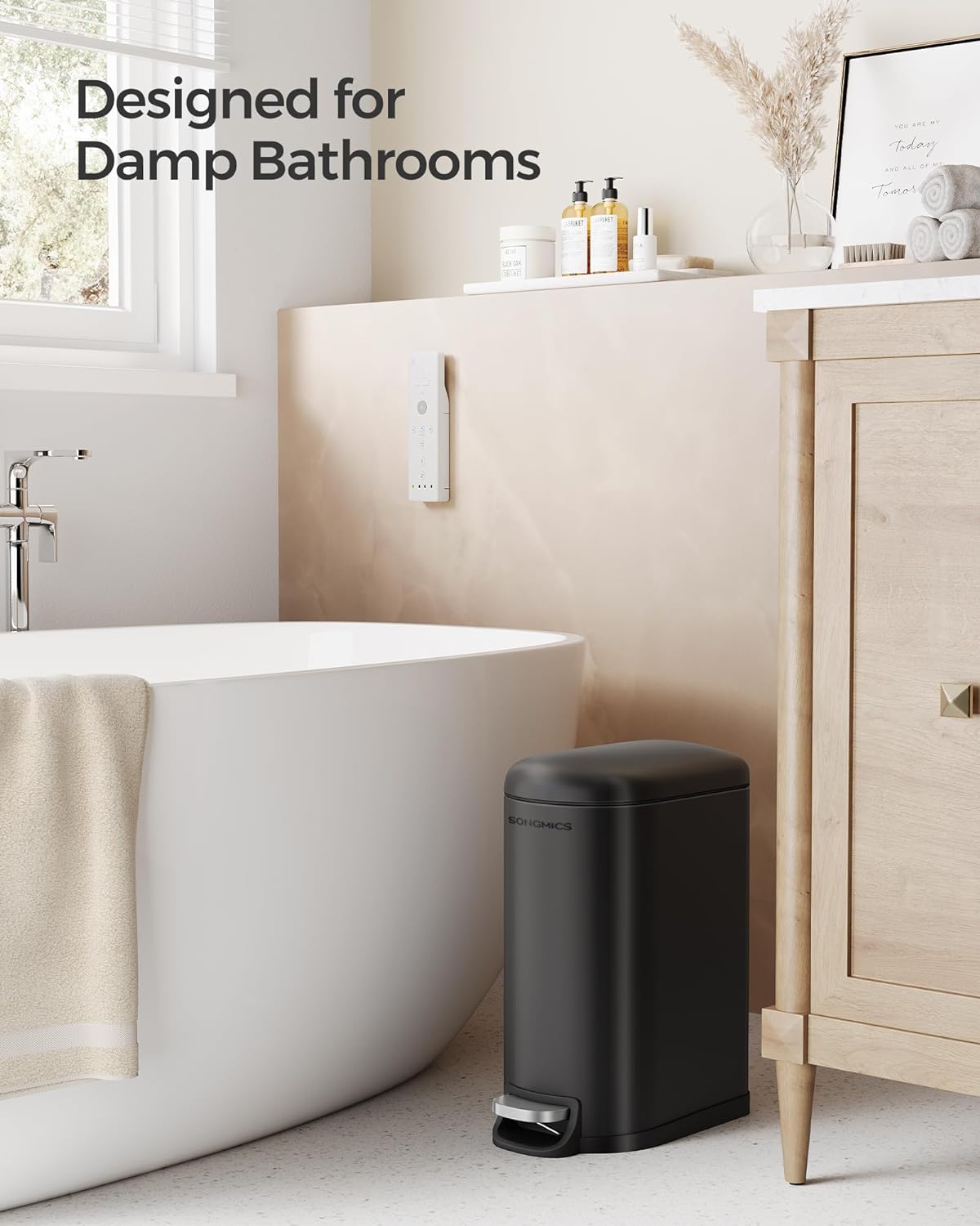 Songmics Κάδος Απορριμμάτων για το Μπάνιο - 10L - Ink Black - LTB010B02