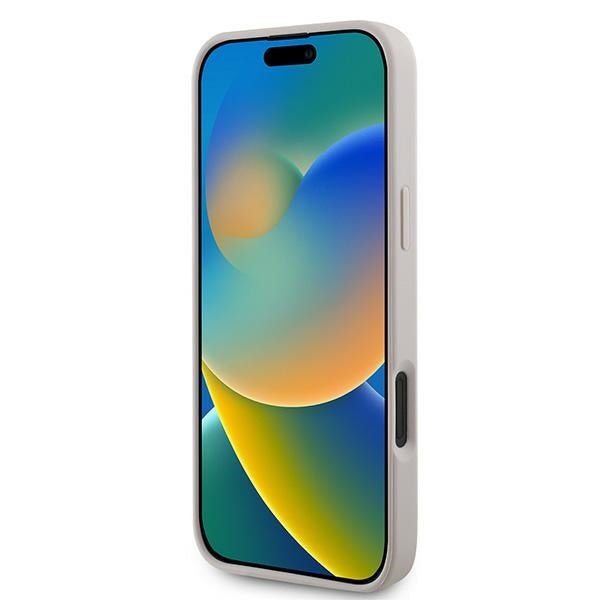 Guess iPhone 16 Plus - 4G Bottom Stripe - Θήκη με Επένδυση Συνθετικού Δέρματος - Pink - GUHCP16MG4GLPI