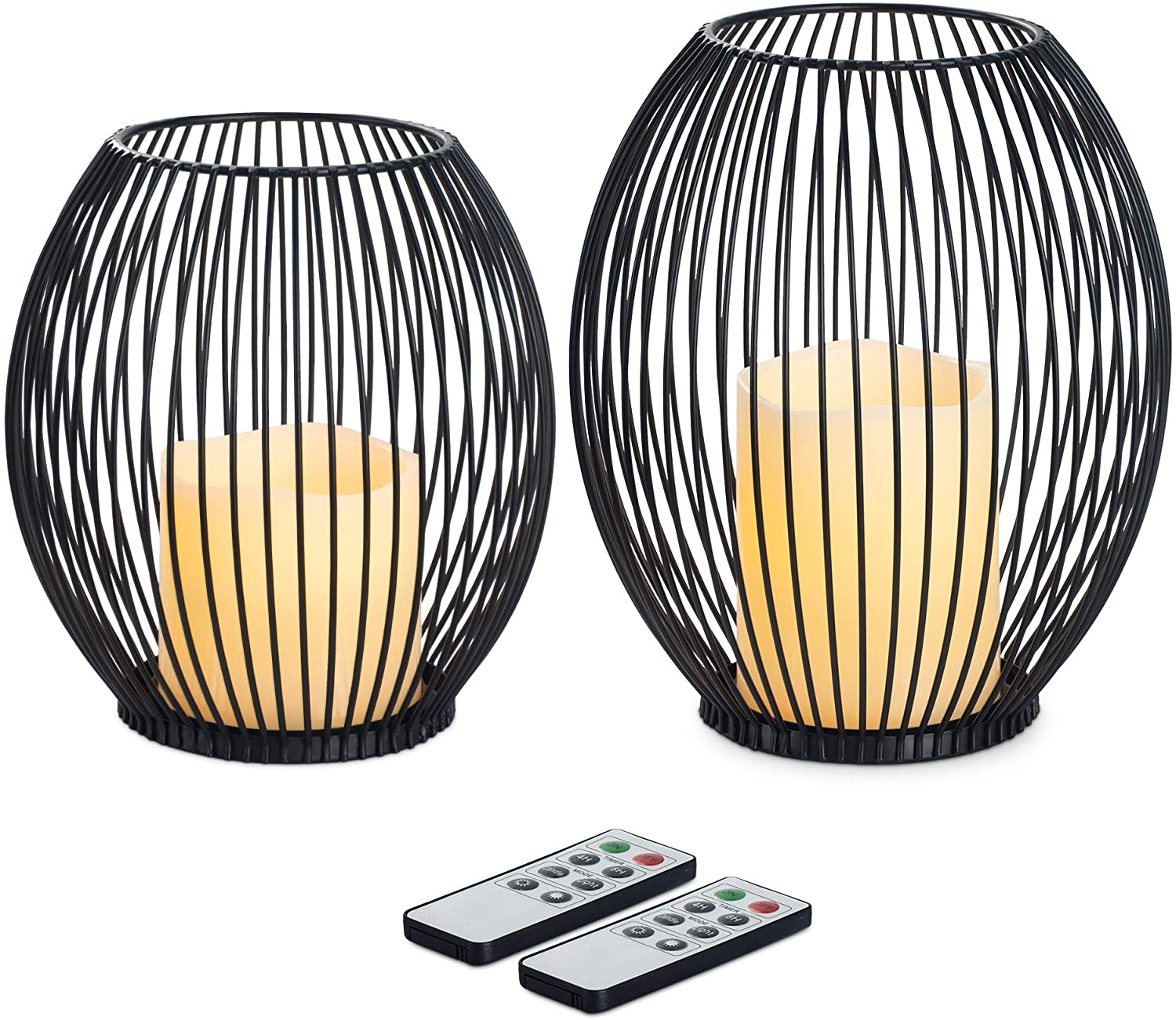 Navaris Σετ 2 Μεταλλικές Βάσεις με Κερί LED και τηλεχειριστήριο - Small / Medium - Black - 53306.04.01