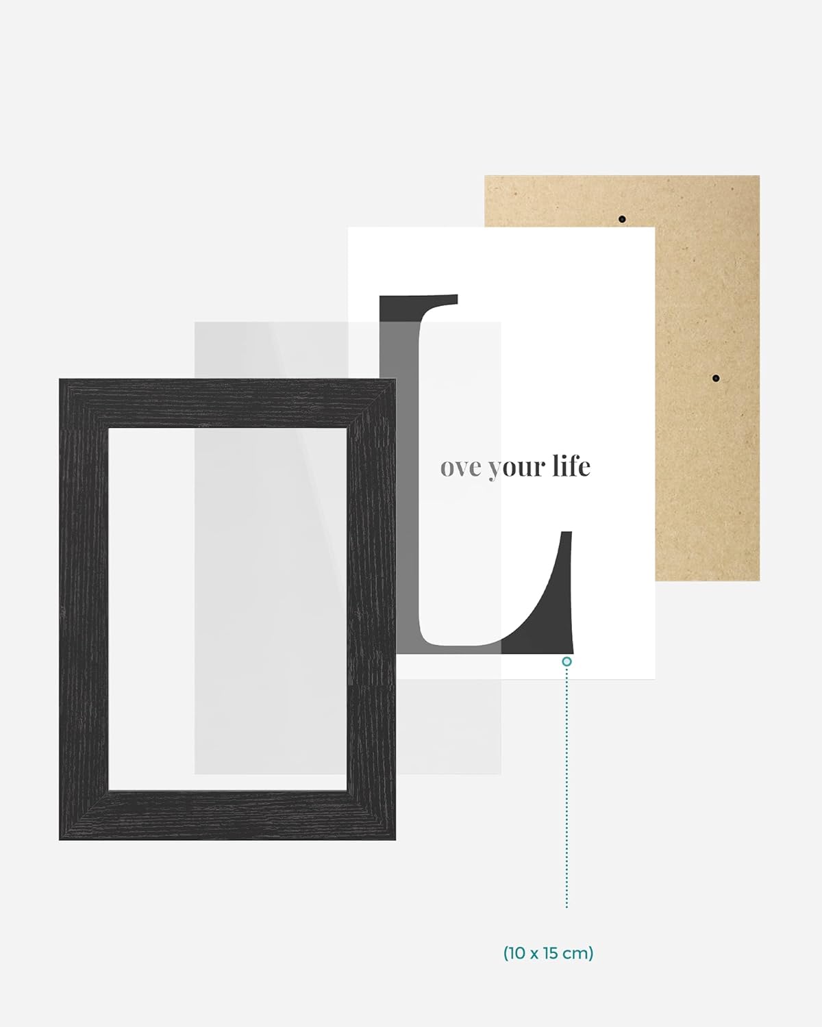 Songmics Ξύλινη Κορνίζα για 4 Φωτογραφίες 10 x 15 cm - Black - RPF25BK