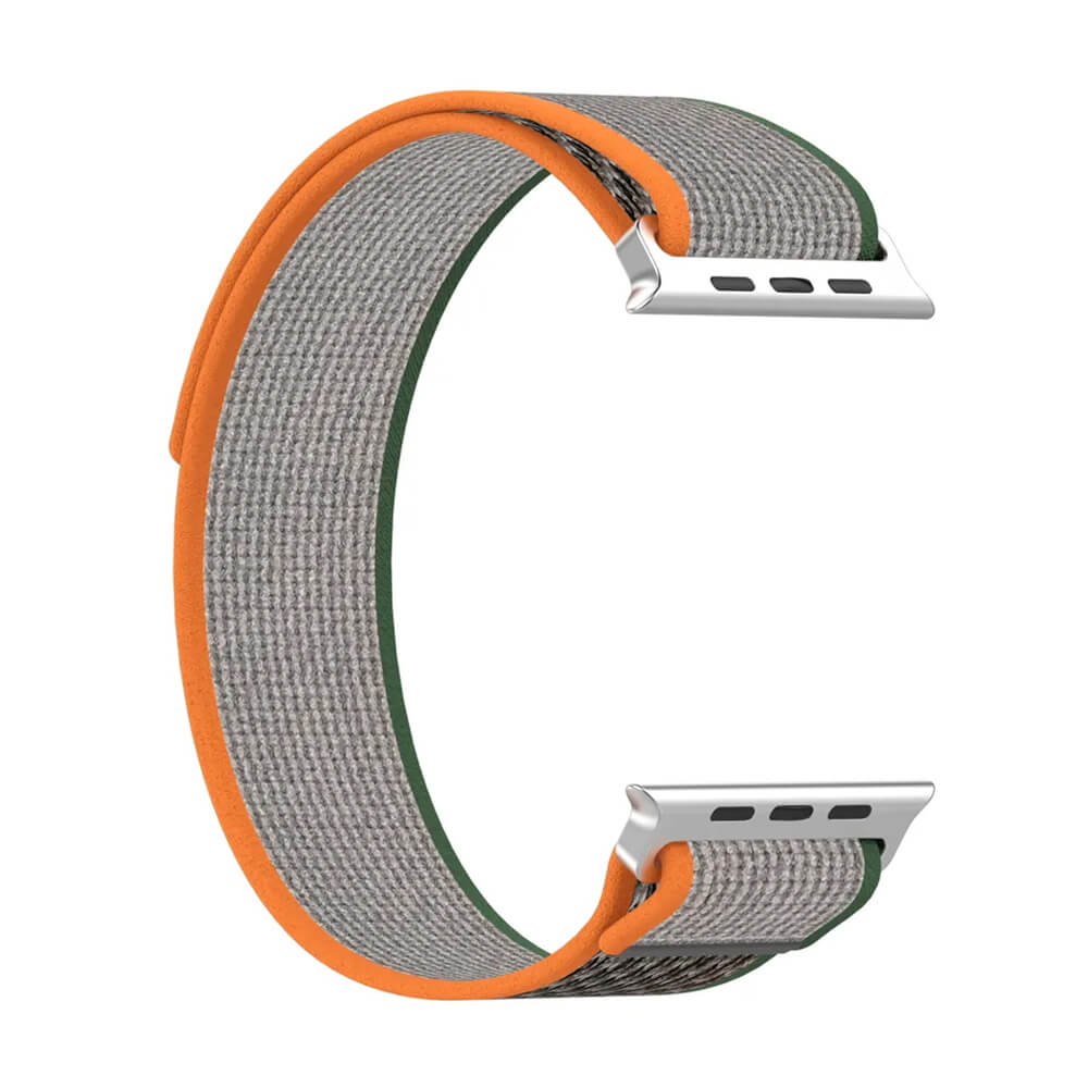 Techsuit Λουράκι Apple Watch 4/5/6/7/8/9/10/11 - SE (1/2/3) - ULTRA (1/2/3) - 44/45/46/49mm Watchband W039 Nylon - Green / Orange