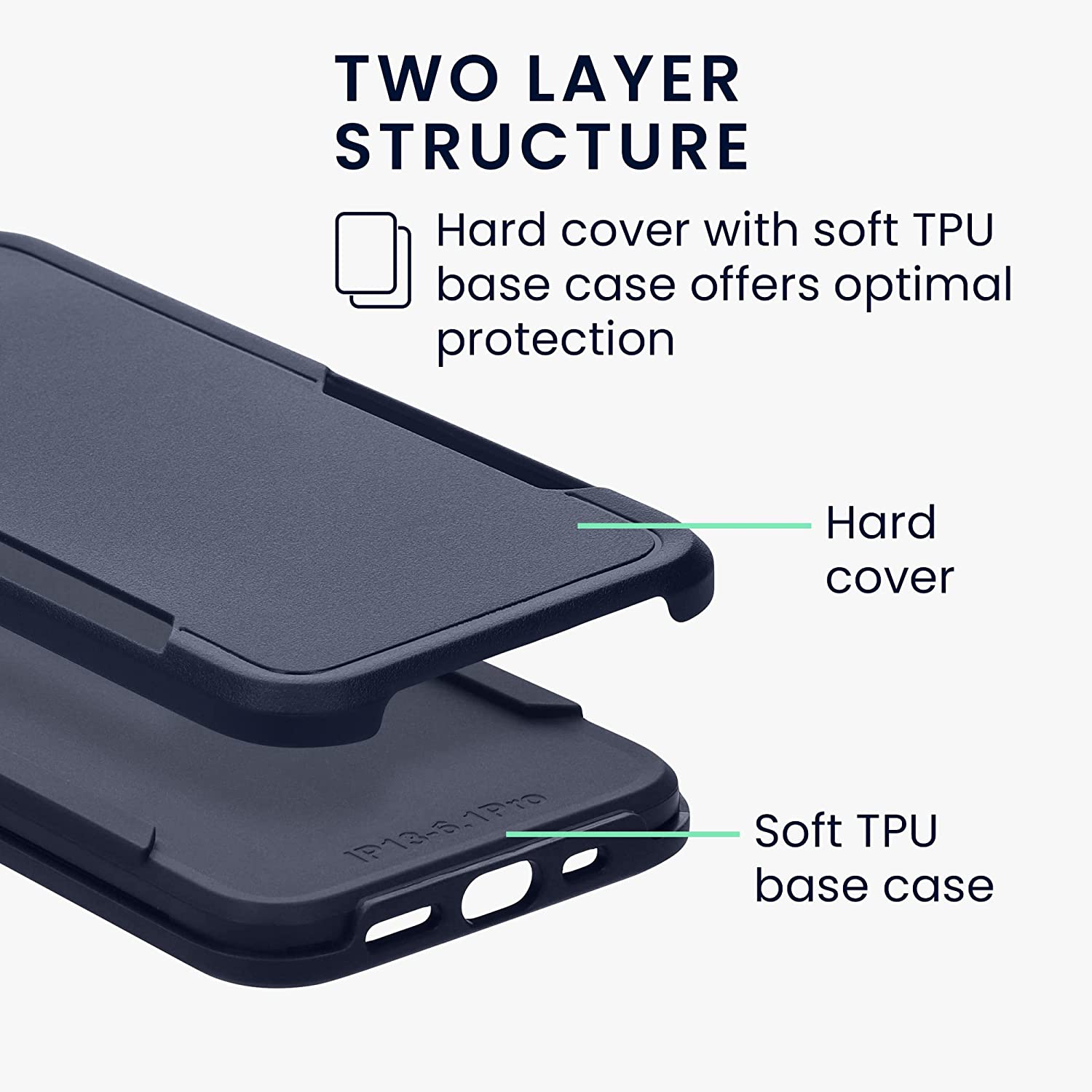 KW iPhone 13 Pro Shockproof Hybrid Σκληρή Θήκη με Πλαίσιο Σιλικόνης TPU - Dark Blue - 59199.17