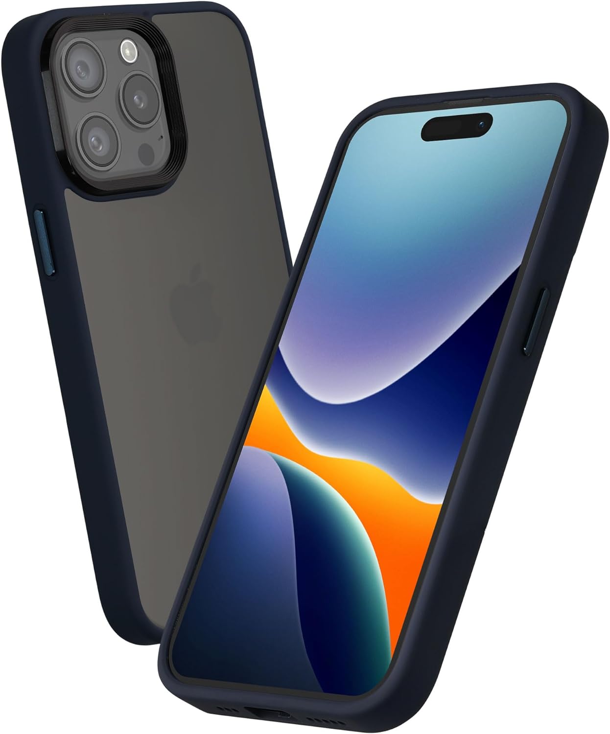 Kalibri iPhone 15 Pro Max Σκληρή Θήκη με Πλαίσιο Σιλικόνης - Matte Dark Blue / Ημιδιάφανη - KLB000022NN002C