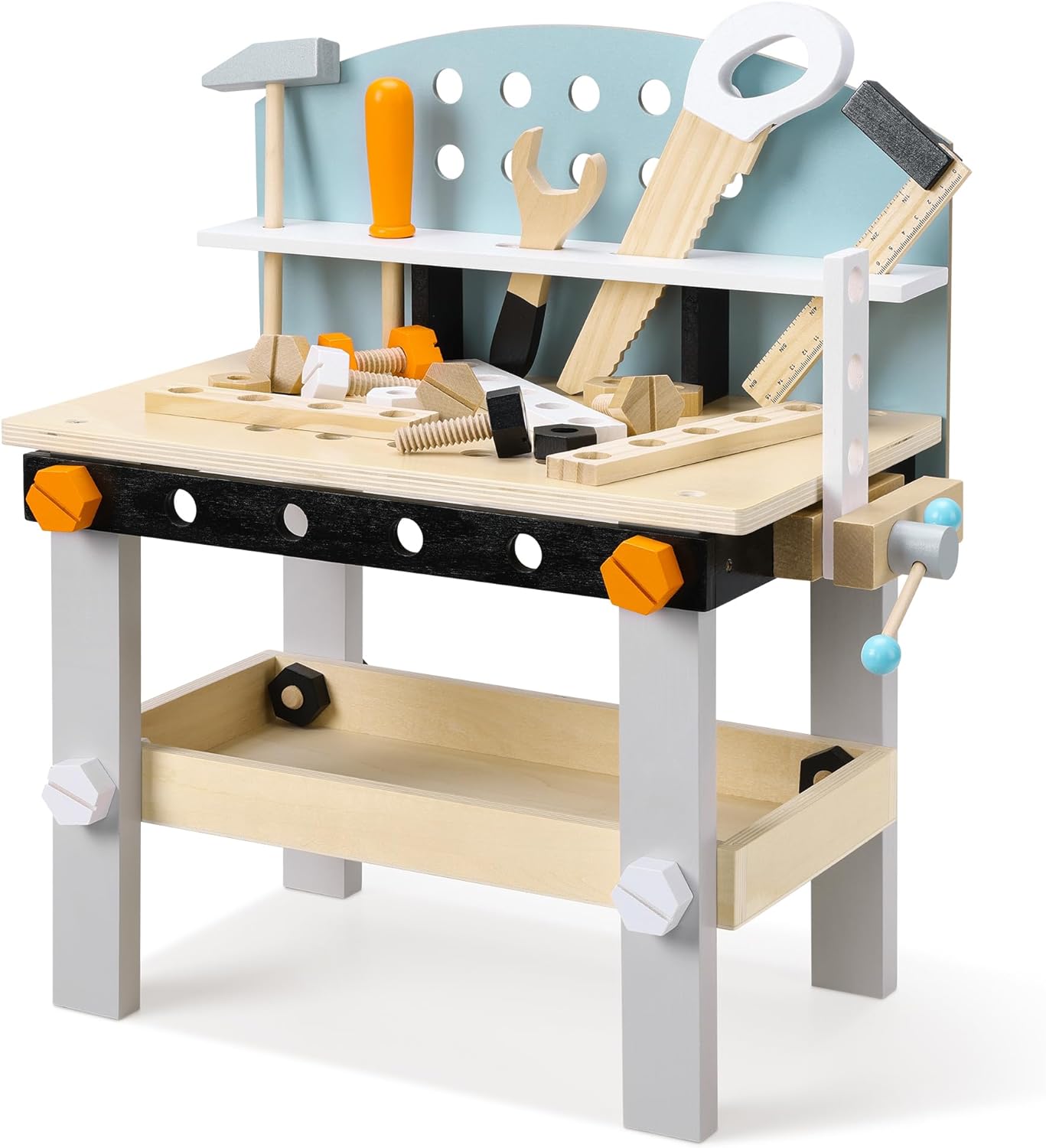 Navaris Ξύλινο Παιχνίδι Πάγκος Εργασίας με Εργαλεία - 49 x 45 x 29.5 cm - Beige - 61525.01