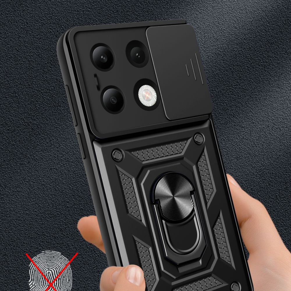 Tech-Protect Xiaomi Redmi Note 13 4G Camshield Pro Σκληρή Θήκη με Πλαίσιο Σιλικόνης και Δαχτυλίδι Συγκράτησης - Black