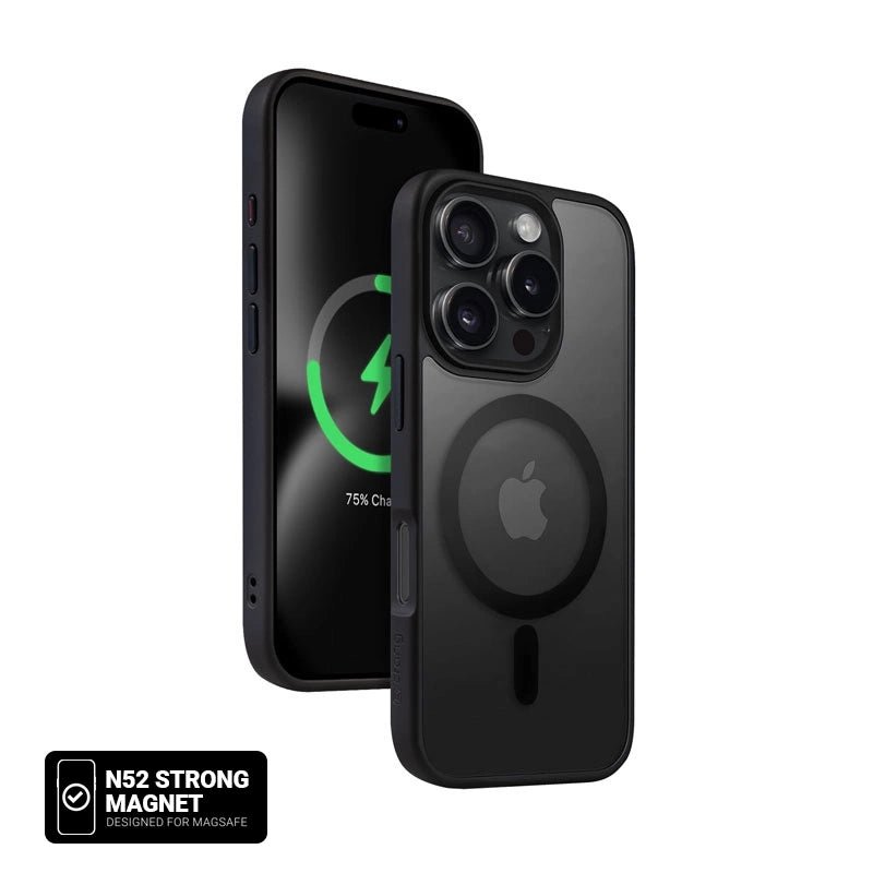 Crong iPhone 16 Pro Hybrid Frost Mag - Σκληρή Θήκη με Πλαίσιο Σιλικόνης και MagSafe - Black