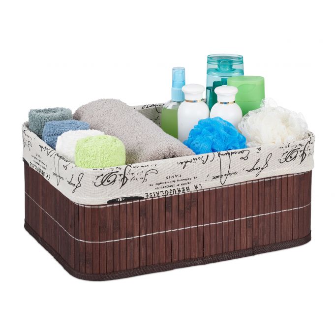 Relaxdays Καλάθι Αποθήκευσης από Bamboo - Brown / Creme / Black - 4052025901233
