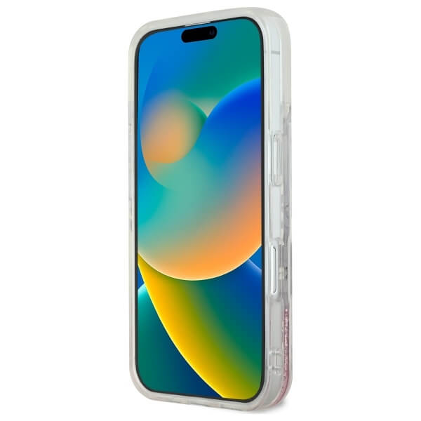 Guess iPhone 16 - Liquid Glitter Flower MagSafe - Σκληρή Θήκη με Πλαίσιο Σιλικόνης - Pink - GUHMP16SLFMWTP