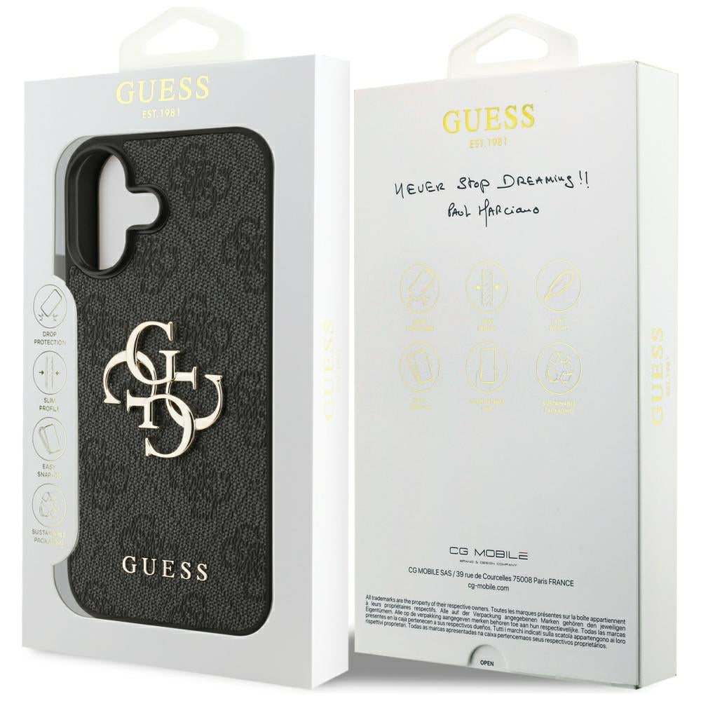Guess iPhone 17 - 4G Big Logo - Σκληρή Θήκη με Πλαίσιο Σιλικόνης και Επένδυση Συνθετικού Δέρματος - Black - GUHCP17S4GMGGR