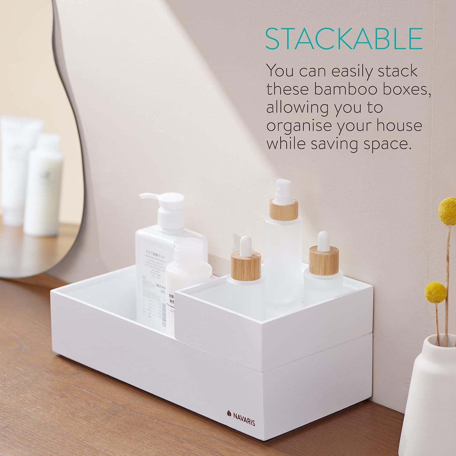 Navaris Σετ με 2 Κουτιά Αποθήκευσης - White - 51864.02