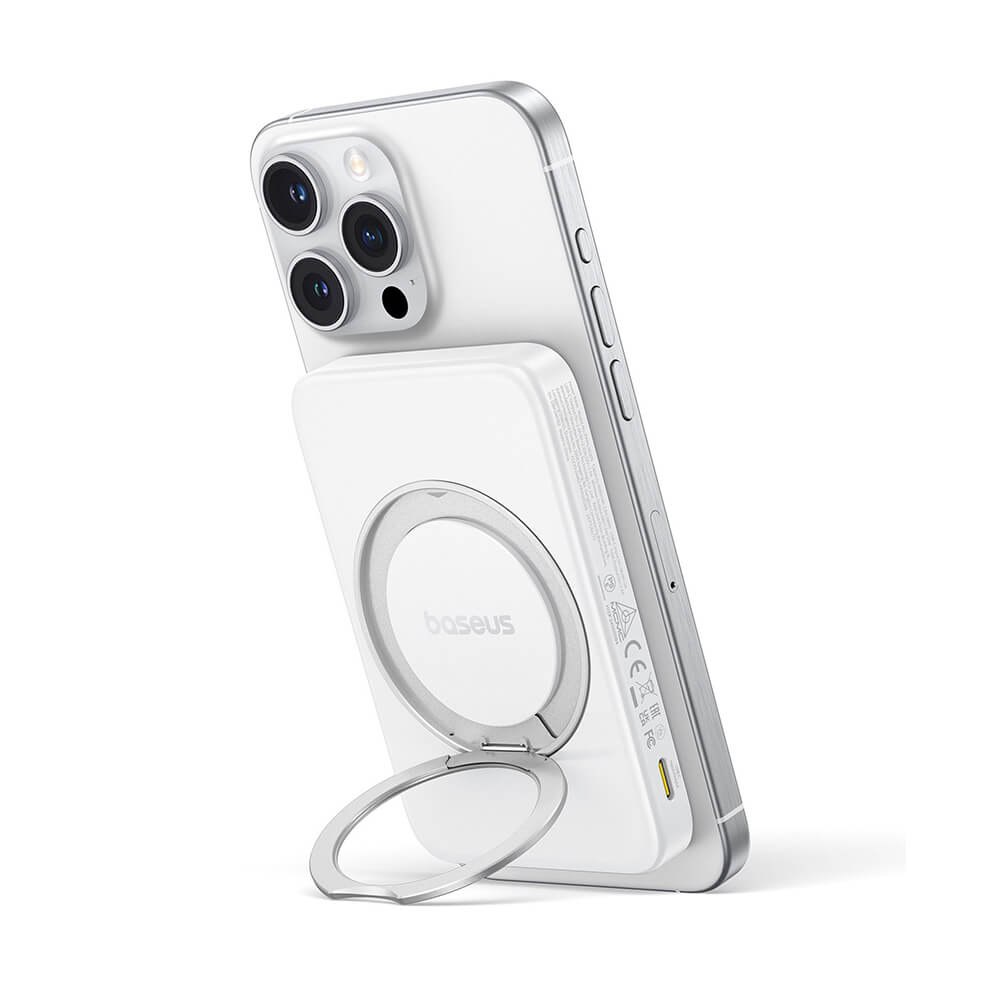 Baseus PicoGo Ασύρματο MagSafe PowerBank 5000mAh 20W με Καλώδιο Type-C - White