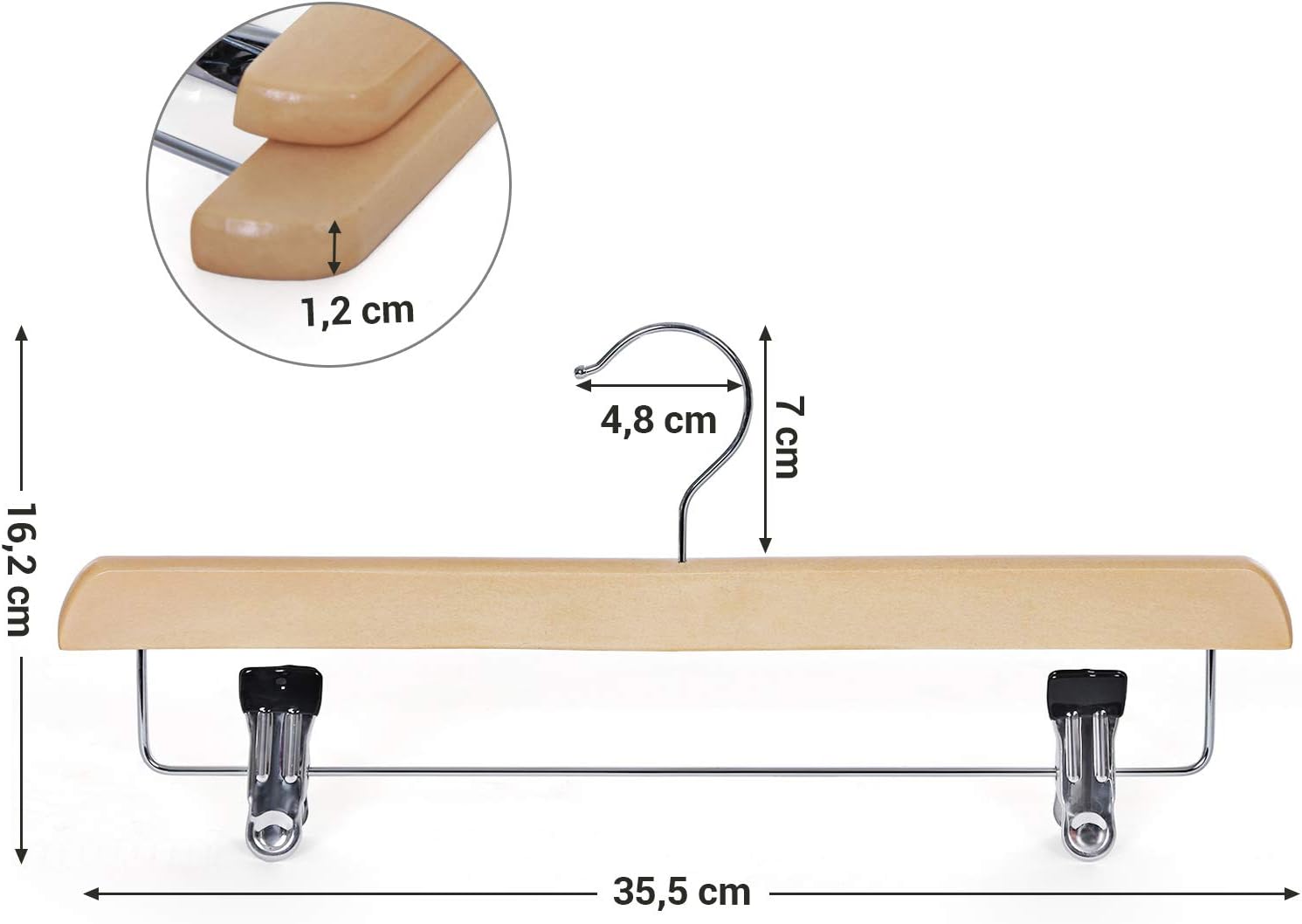 Songmics Σετ με 8 Ξύλινες Κρεμάστρες Παντελονιών - Natural - CRW008-8