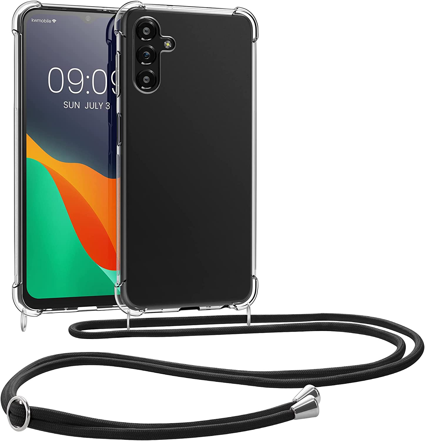 KW Samsung Galaxy A13 5G Θήκη Σιλικόνης TPU με Λουράκι - Διάφανη / Black - 59914.03