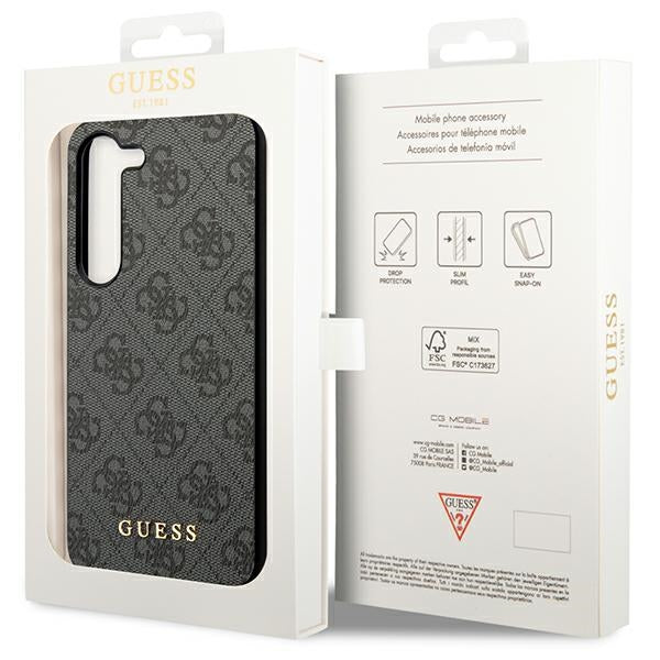 Guess Samsung Galaxy S24+ - 4G Metal Gold Logo Σκληρή Θήκη με Επένδυση Συνθετικού Δέρματος - Black - GUHCS24MG4GFGR