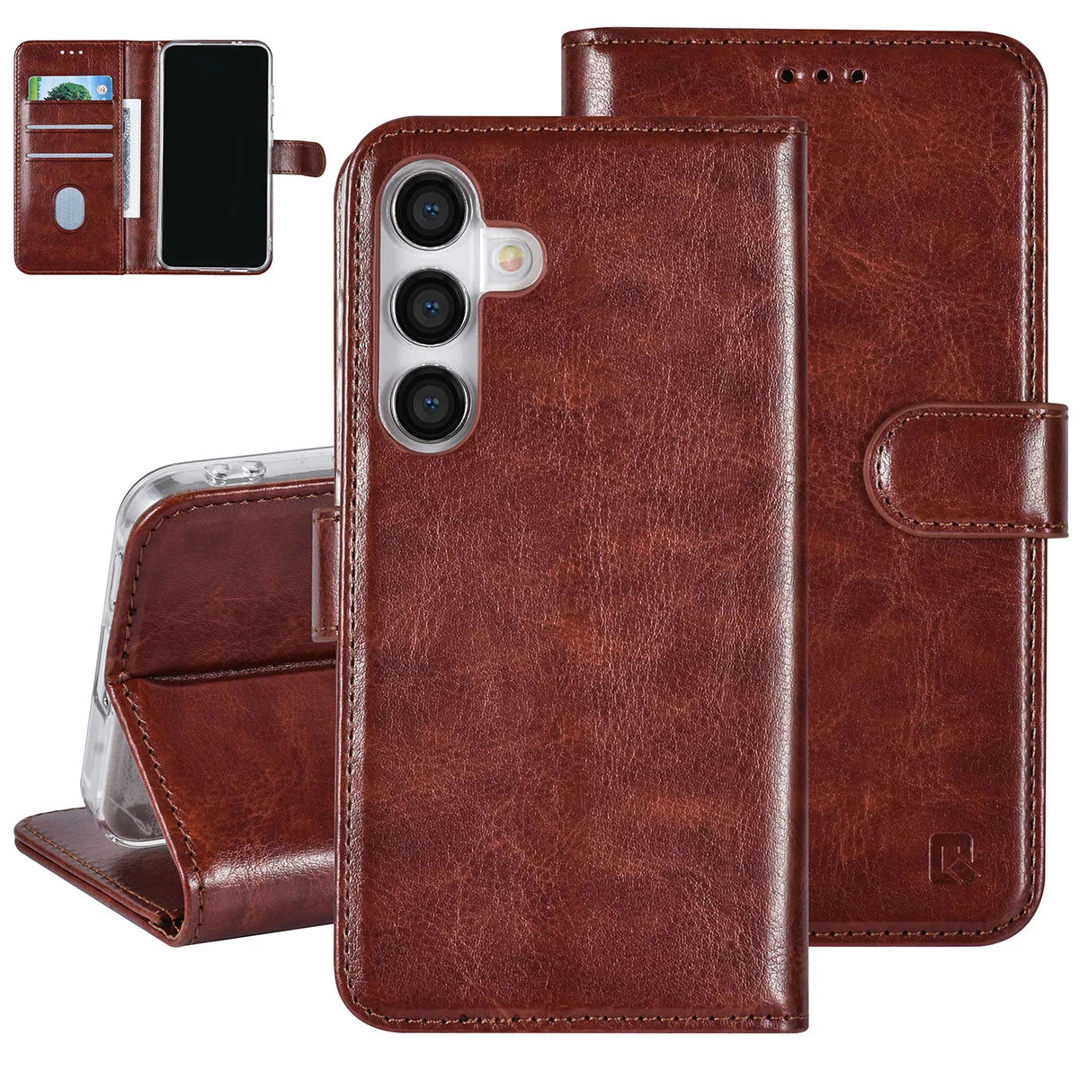 Tuniq Samsung Galaxy S24 - Θήκη Πορτοφόλι Stand από Δερματίνη - Brown