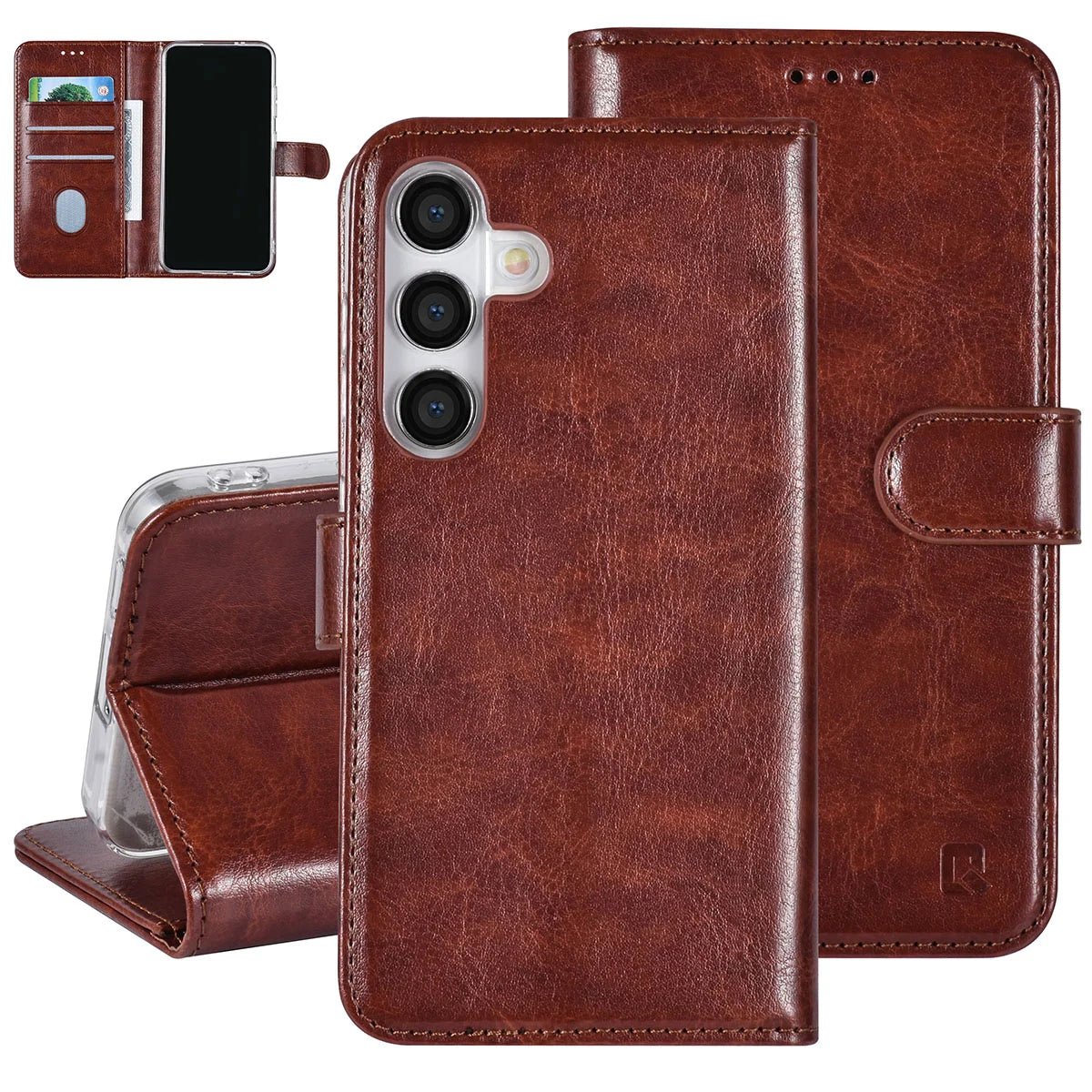 Tuniq Samsung Galaxy S24 - Θήκη Πορτοφόλι Stand από Δερματίνη - Brown