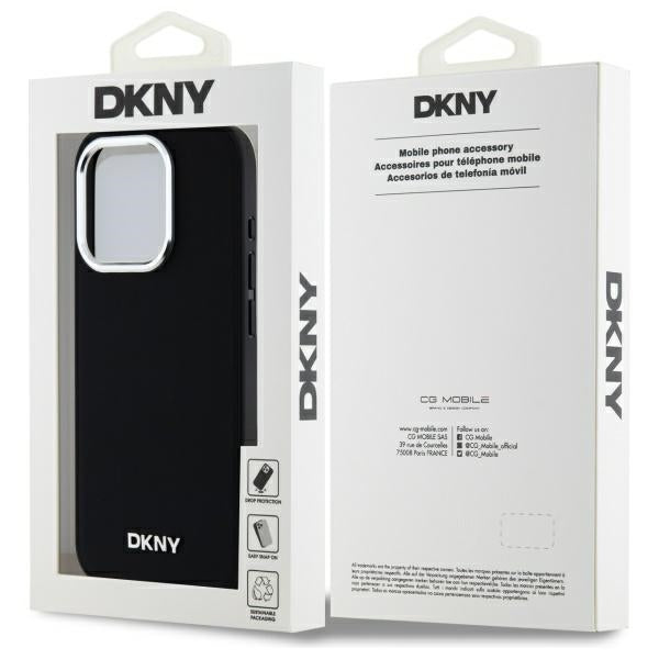 DKNY iPhone 15 Pro Max - Plain Logo MagSafe Σκληρή Θήκη με Επένδυση Συνθετικού Δέρματος - Black