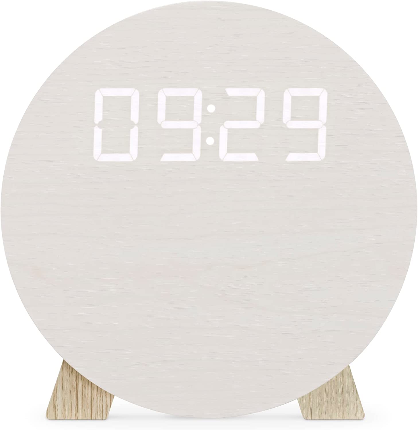 Navaris Ψηφιακό Ξύλινο Ρολόι LED - White - 58958.01