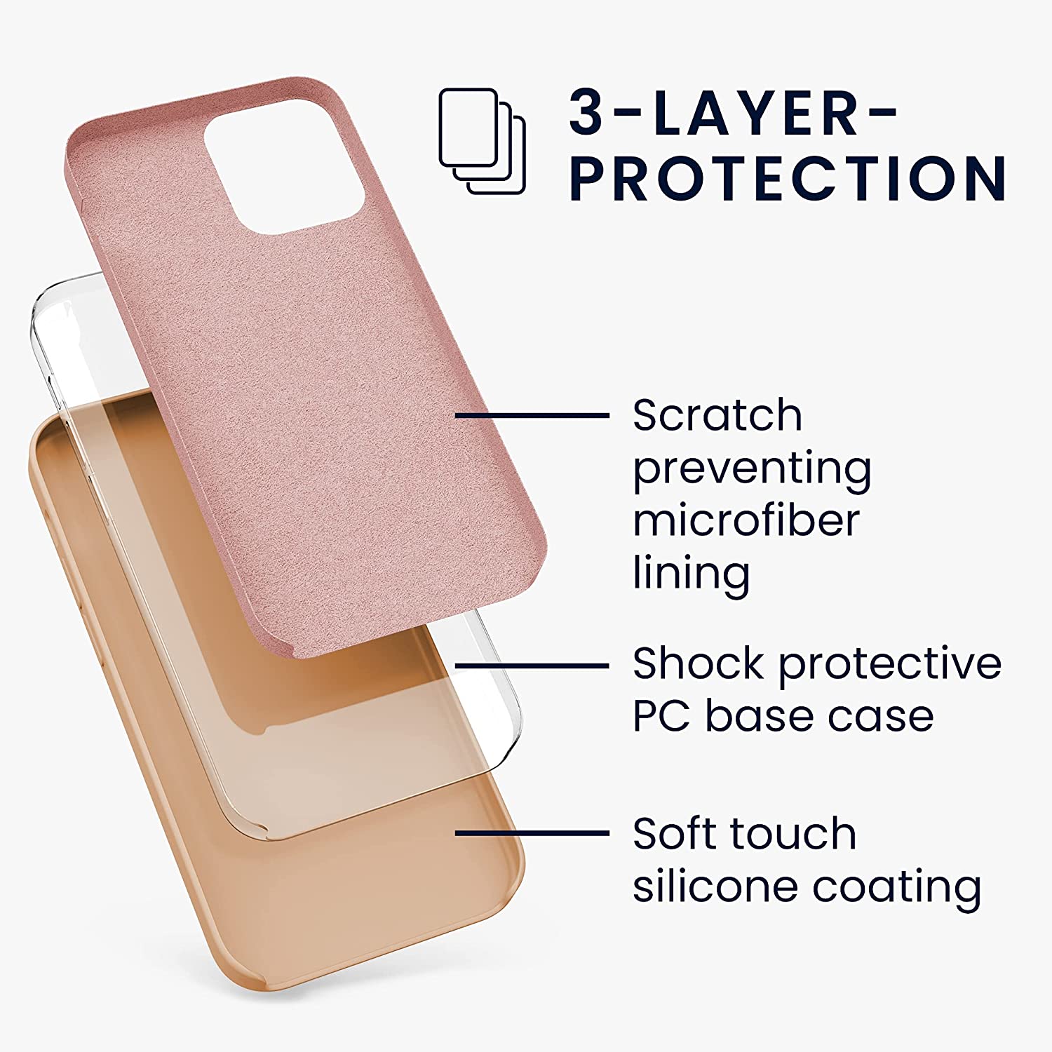 KW iPhone 12 / iPhone 12 Pro Θήκη Σιλικόνης Rubber TPU - Peach Nougat - 52641.194