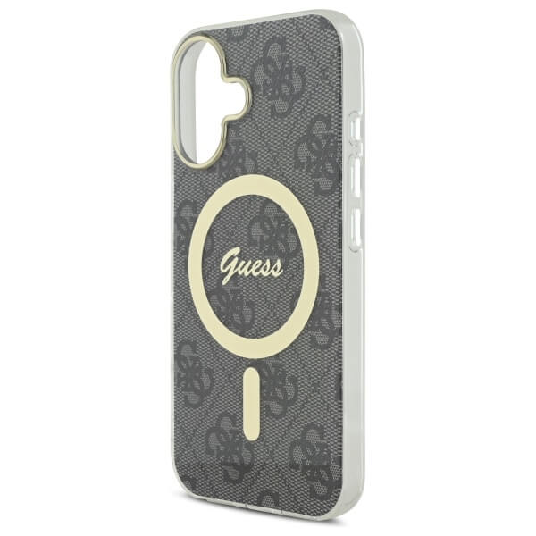 Guess iPhone 16 Plus - IML 4G MagSafe - Σκληρή Θήκη με Πλαίσιο Σιλικόνης - Black - GUHMP16MH4STK