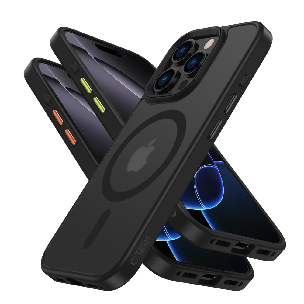 Tech-Protect iPhone 16 Pro Max - MagMat XT 3-Set - Σκληρή Θήκη με Πλαίσιο Σιλικόνης και MagSafe - Ημιδιάφανη / Matte Black