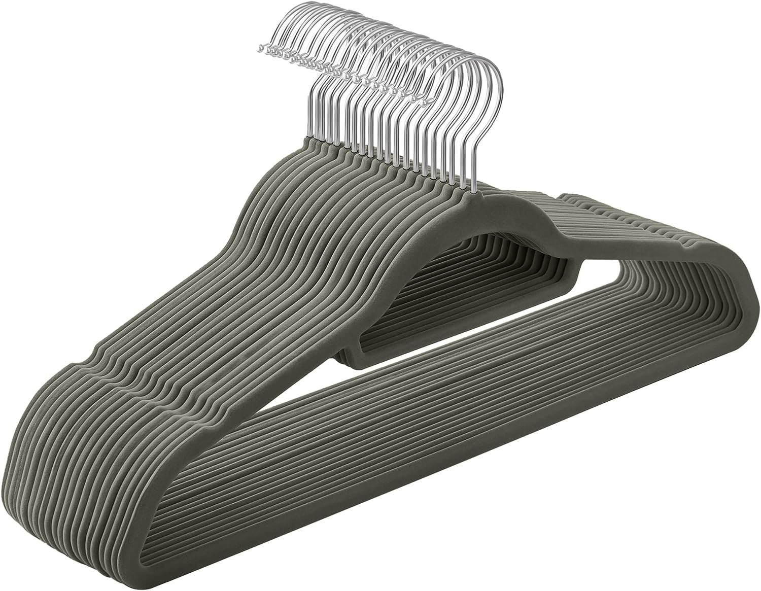 Songmics Σετ με 20 Βελούδινες Κρεμάστρες για Κοστούμι με Οργανωτή Γραβάτας - Grey - CRF20V