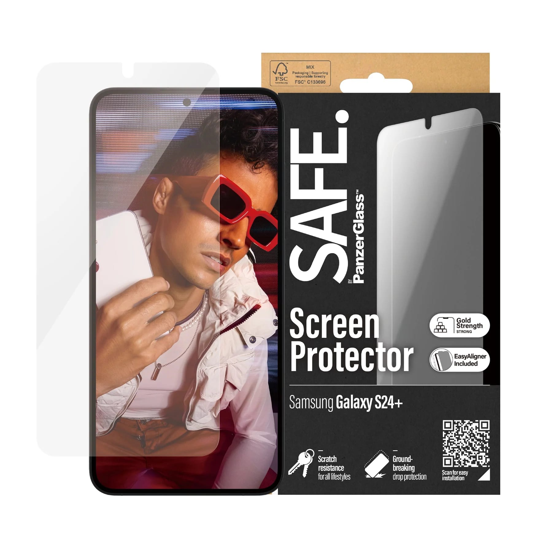 Safe by PanzerGlass Samsung Galaxy S24+ - Ultra-Wide Fit W. EasyAligner Case Friendly Full Screen Αντιχαρακτικό Γυαλί Οθόνης - Διάφανο - SAFE95667