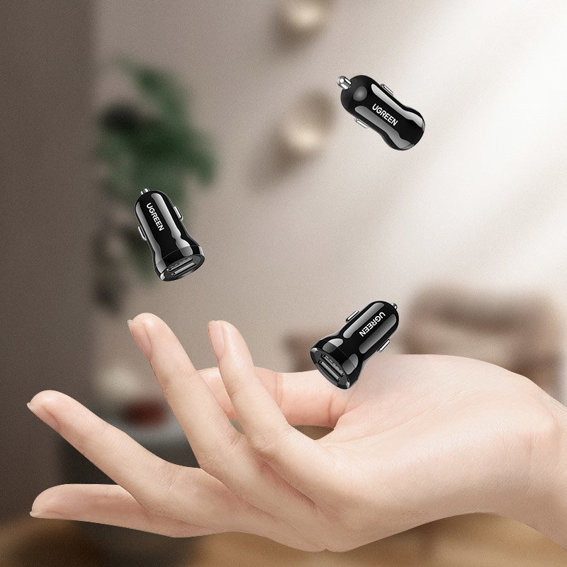 Ugreen Φορτιστής Αυτοκινήτου 4.8A 24W με Δύο Θύρες USB - Black