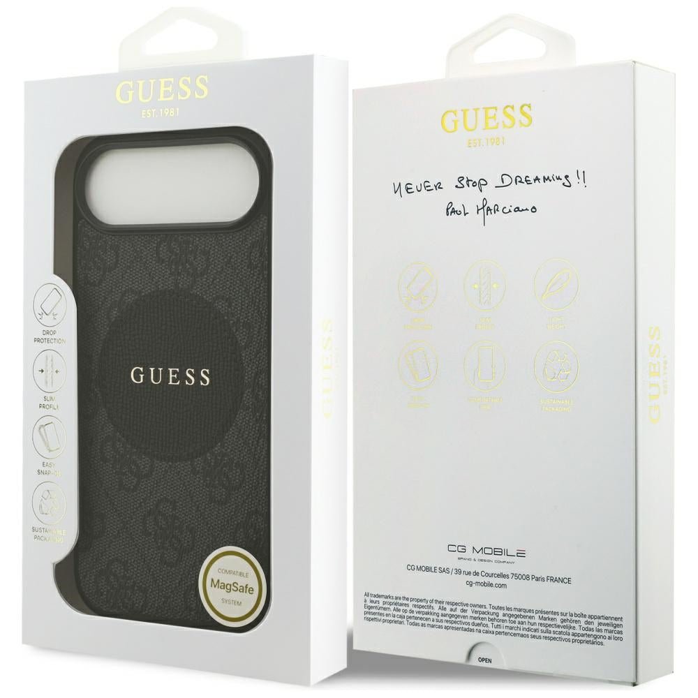 Guess iPhone Air - 4G Circle Classic Logo MagSafe - Θήκη με Επένδυση Συνθετικού Δέρματος - Black - GUHMP17MP4PGRSGK
