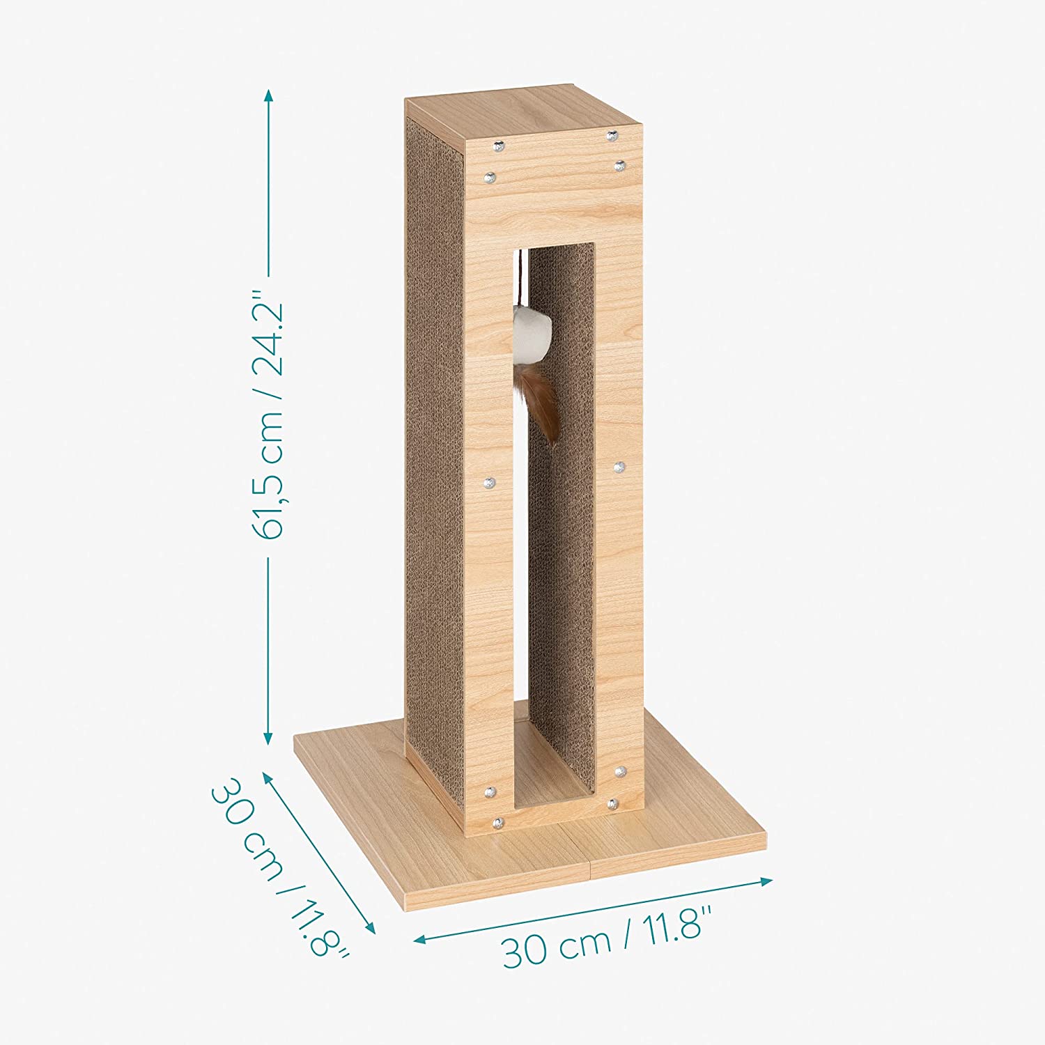 Navaris Ονυχοδρόμιο για Γάτες με Παιχνίδι - 61,5 x 30 x 30 cm - Brown - 55125.01
