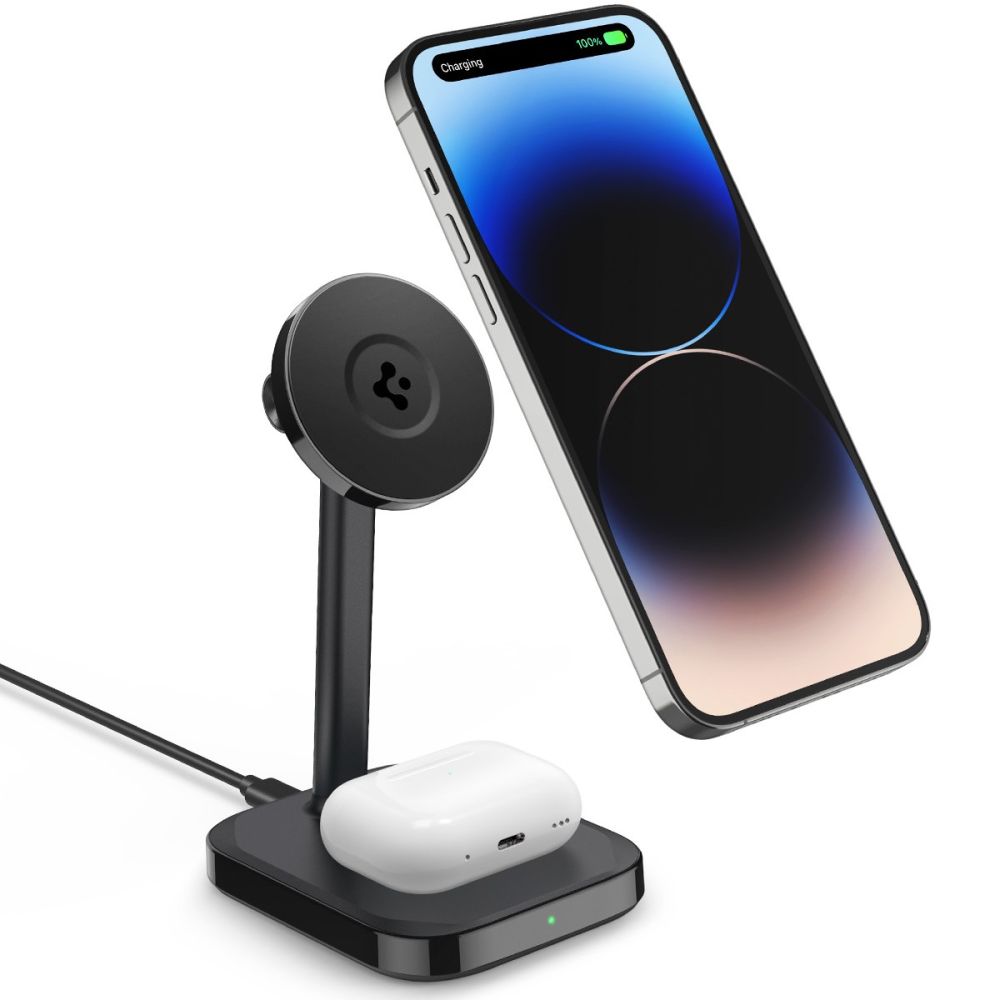 Spigen PF2100 Arcfield MagFit 7.5W Βάση Ασύρματης Φόρτισης MagSafe για Smartphones και Airpods - Black