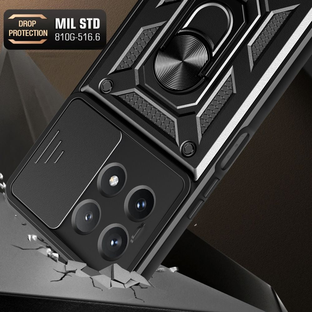 Tech-Protect Xiaomi Poco X6 Pro 5G Camshield Pro Σκληρή Θήκη με Πλαίσιο Σιλικόνης και Δαχτυλίδι Συγκράτησης - Black