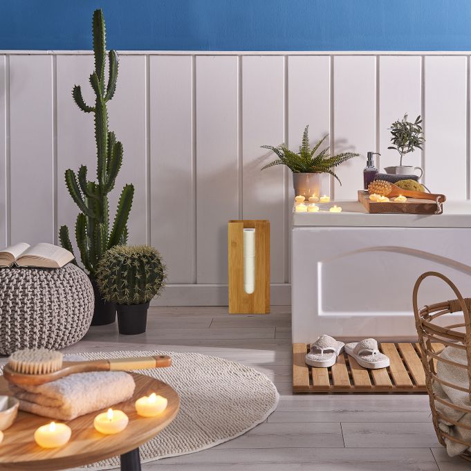 Relaxdays Επιδαπέδια Χαρτοθήκη από Μπαμπού - Natural - 4052025321185