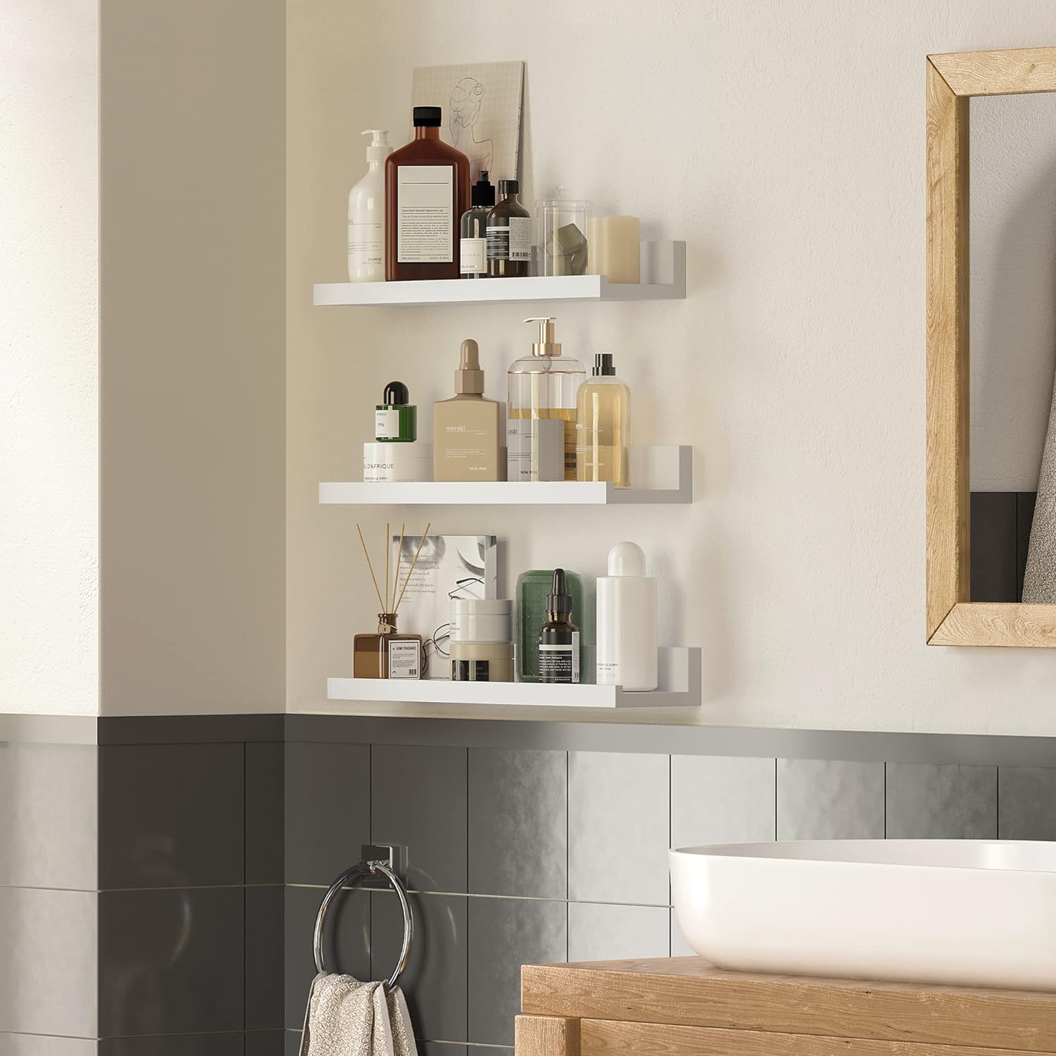 Songmics Σετ 3 Ράφια Τοίχου - 38 x 10 cm - White - LWS38WT