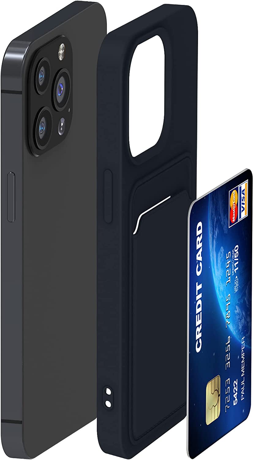 KW iPhone 13 Pro Θήκη Σιλικόνης TPU με Υποδοχή για Κάρτα - Dark Blue - 55969.17
