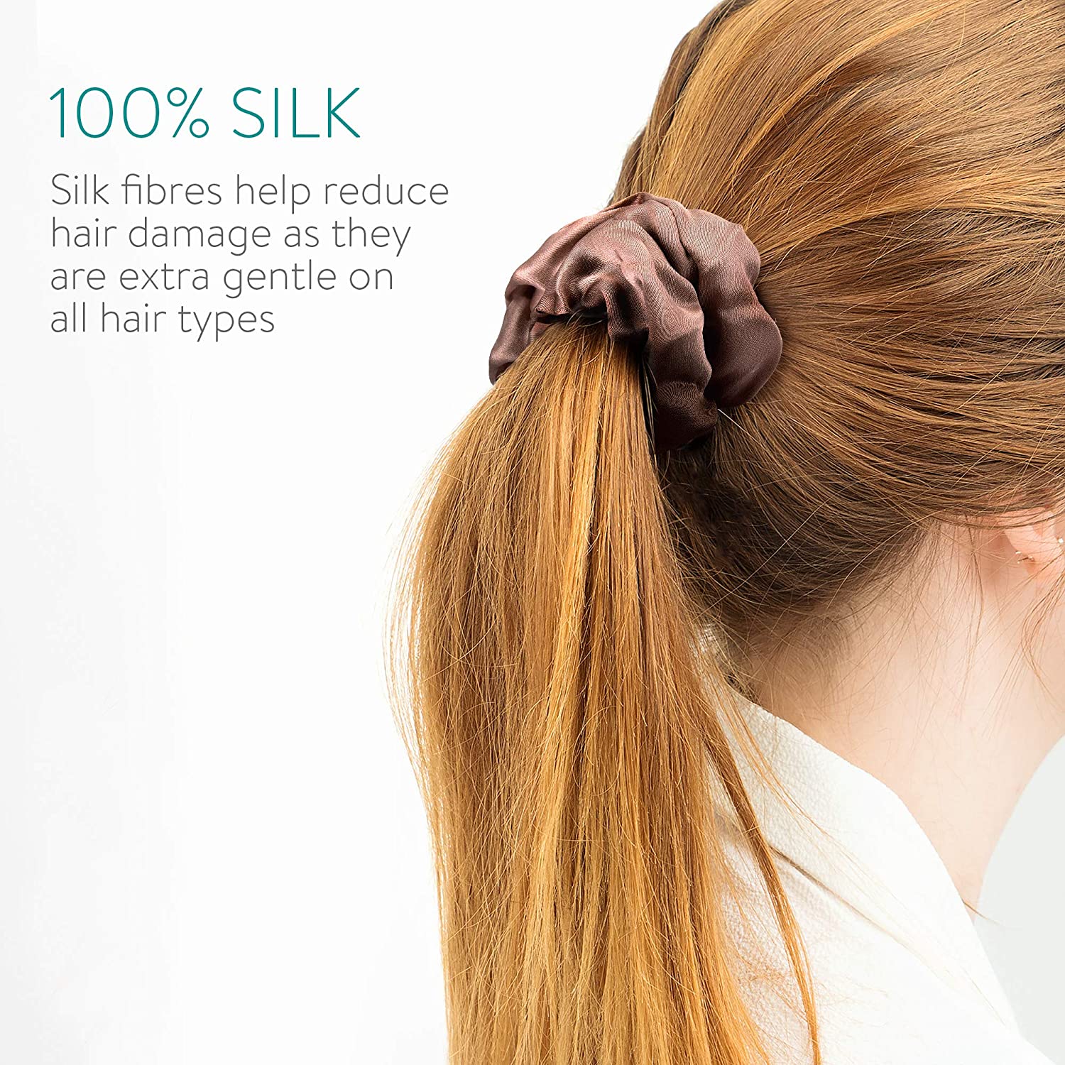 Navaris Σετ με 2 Μεταξωτά Scrunchies Λαστιχάκια Μαλλιών - Brown / Pink - 50258.02.05