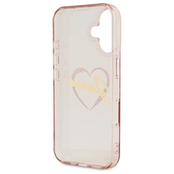 Guess iPhone 16 - IML Heart - Σκληρή Θήκη με Πλαίσιο Σιλικόνης - Pink - GUHCP16SHCHGSPP