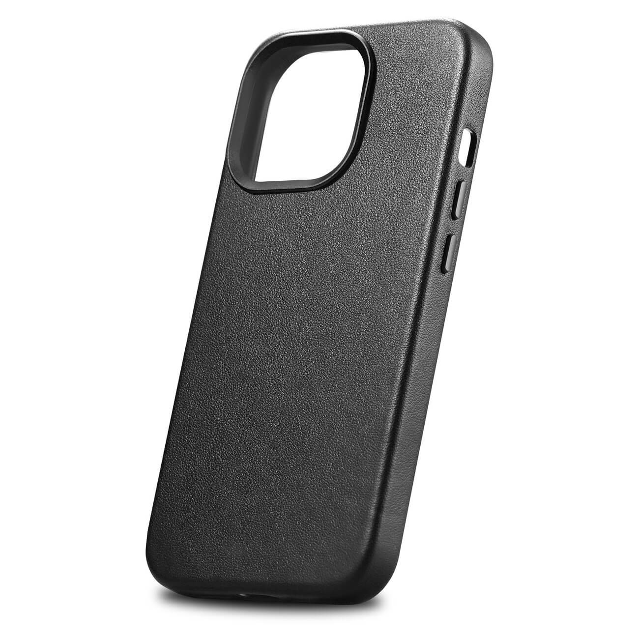 iCarer iPhone 14 Pro Max Cowhide Leather Θήκη από Γνήσιο Δέρμα με MagSafe - Black