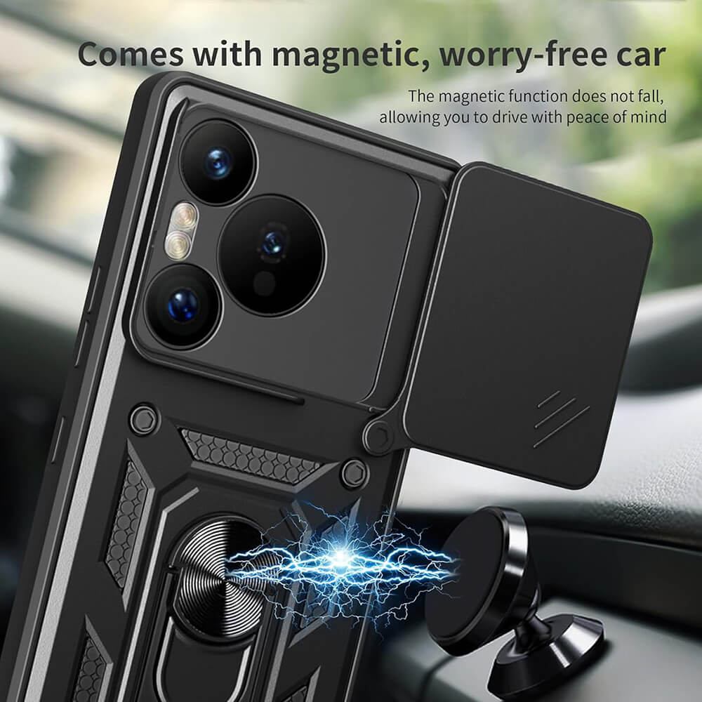 Techsuit Xiaomi Redmi Note 14 5G - CamShield - Σκληρή Θήκη με Προστασία Καμερών και Δαχτυλίδι Συγκράτησης - Black