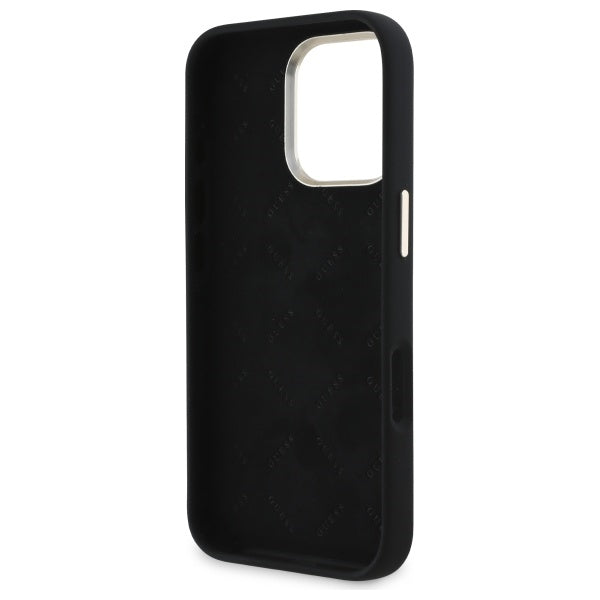Guess iPhone 16 Pro - Silicone Script Metal Logo and Frame - Σκληρή Θήκη με Πλαίσιο Σιλικόνης - Black - GUHCP16LSMBSLK
