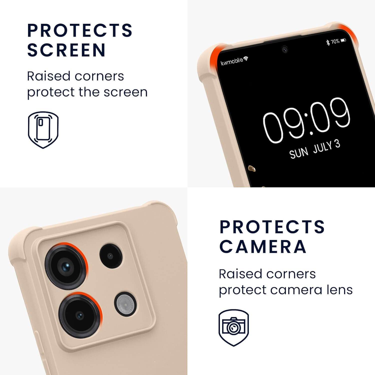 KW Xiaomi Redmi Note 13 Pro 5G / Poco X6 5G Θήκη Σιλικόνης TPU με Λουράκι - Cream