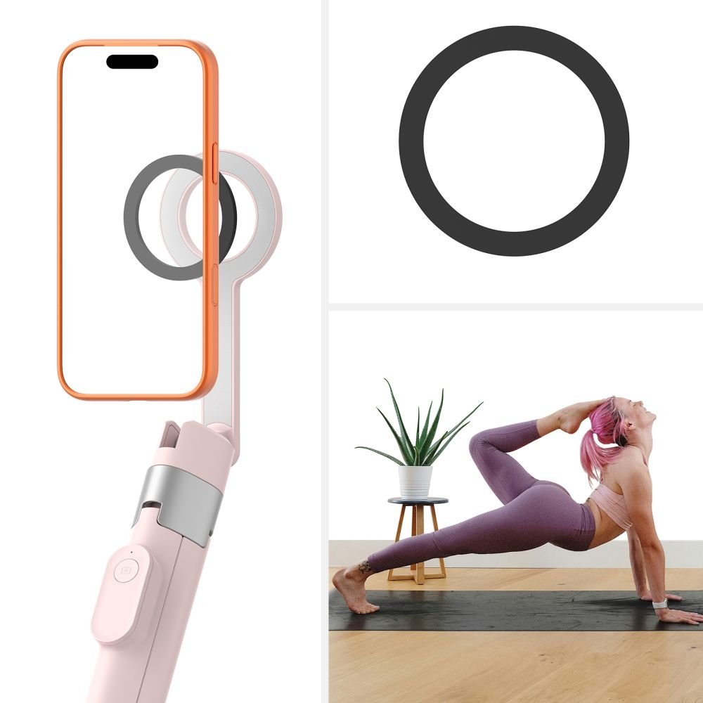 Tech - Protect Ασύρματο MagSafe Bluetooth Selfie Stick με Τρίποδο και Τηλεχειριστήριο - L10S - Pink / Grey