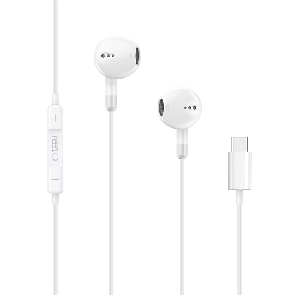 Tech-Protect Ενσύρματα Handsfree Ακουστικά με Βύσμα Type-C - Ultraboost Core G4 - White
